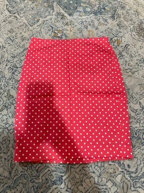 Ann Taylor Pink & White Polka Dot Pencil Skirt 2P (Petite)